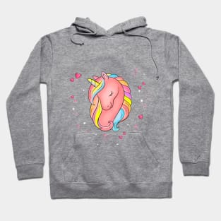 Unicorn with pink hearts Hoodie